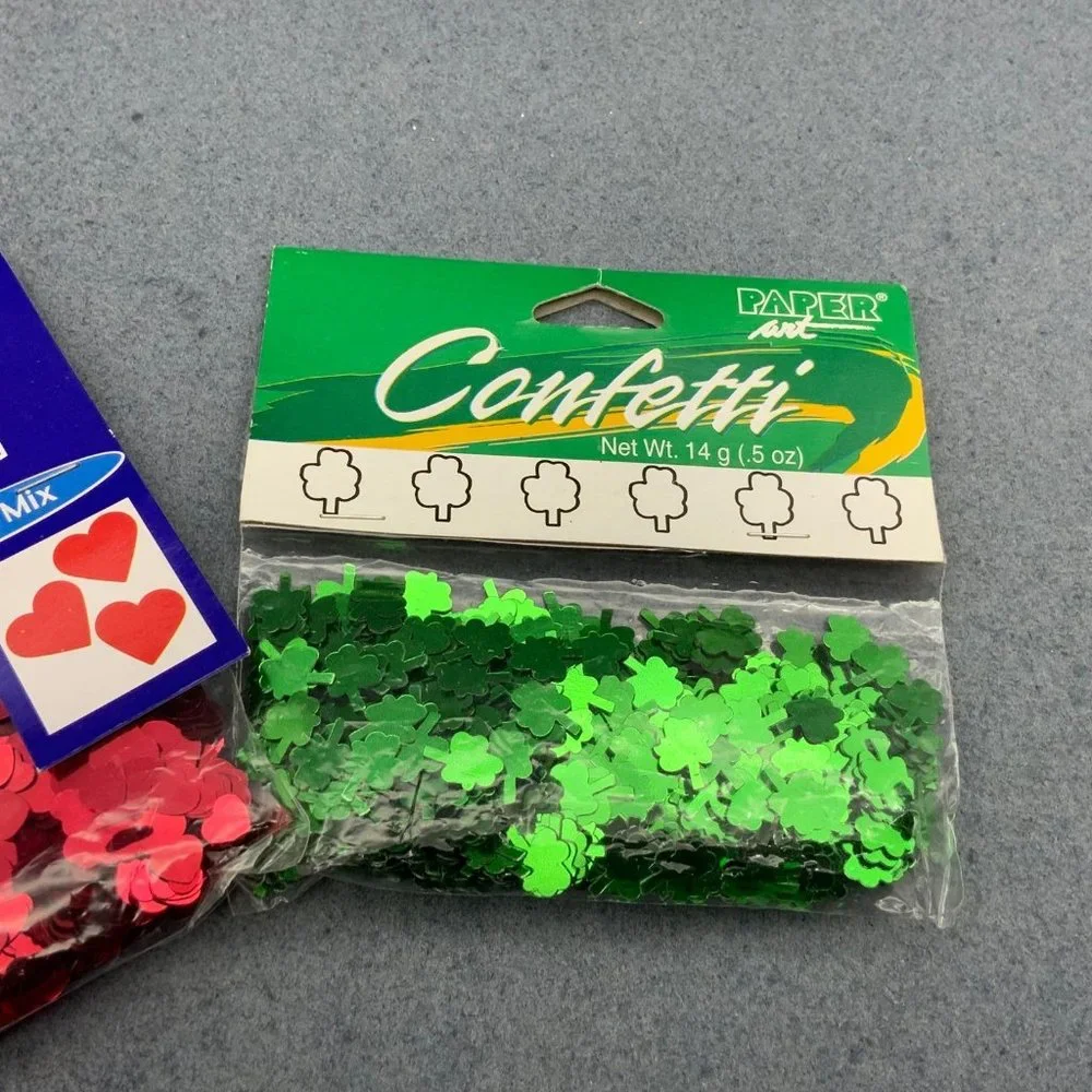 Confetti Lot Valentines Day Saint Patricks Heart Shamrock Red Green Clover